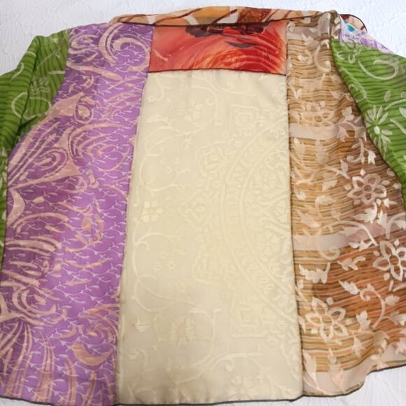 Sterling Styles 100% Artsilk One Size Jacket Kimono Open Multicolor Floral - Picture 11 of 16